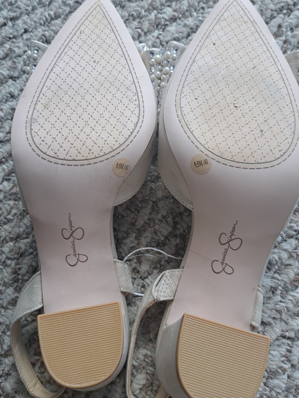 Jessica Simpson Nude Slingback Heels Size 9.5 SEE LAST PIC 4 PINKY NAIL SZ FLAW - Picture 5 of 7